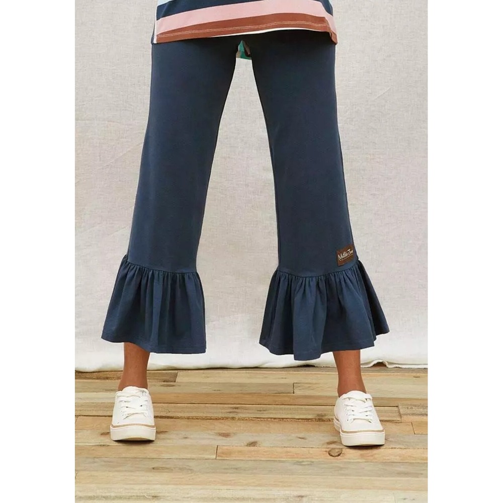 Matilda Jane Crop Pants Women's S Just Imagine Sofia Blue Big Ruffle NWT